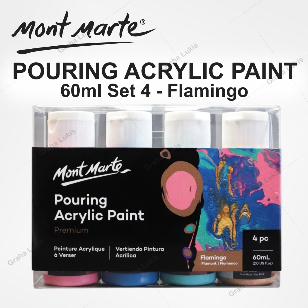 

Mont Marte Premium Pouring Acrylic Paint 60ml (2oz) 4pc Set - Flamingo