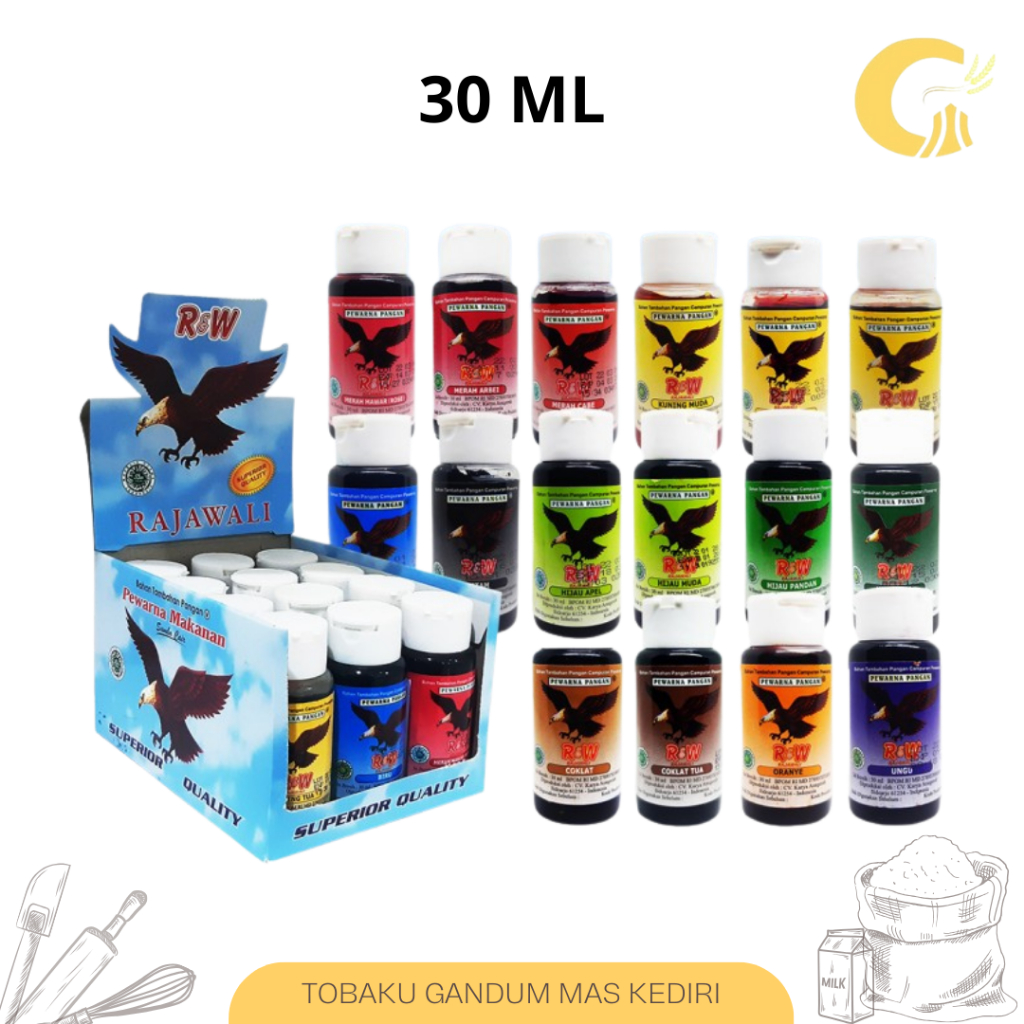 

Pewarna Makanan Minuman Kue Rajawali R&W RW 12,5 ml 30 ml
