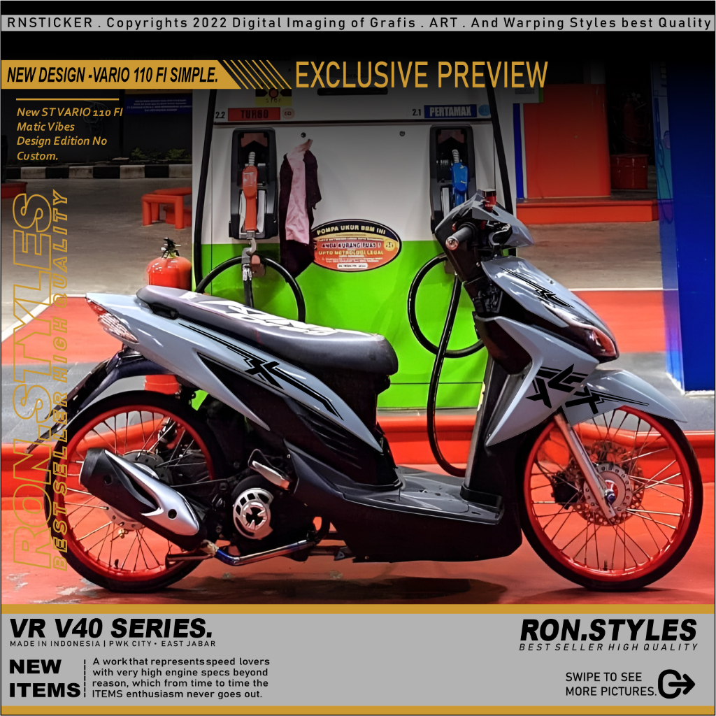 VRV40 CUTTING STICKER STRIPING VARIO 110 FI STIKER VARIO CWE STRIPING VARIASI VARIO 110 FI F1 SIMPLE