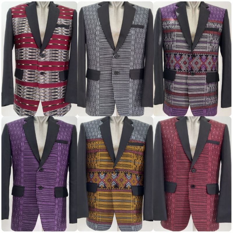 Jas Batik motif Ulos Tarutung / Jas Ulos Sumatera / Jas tenun ulos / Jas ulos formal kombinasi hitam