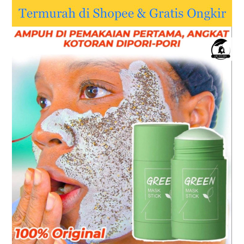 GREEN MASK STICK MASKER STIK GREEN TEA PENGHILANG KOMEDO ORI MEIDIAN / meidian green tea mask stik /