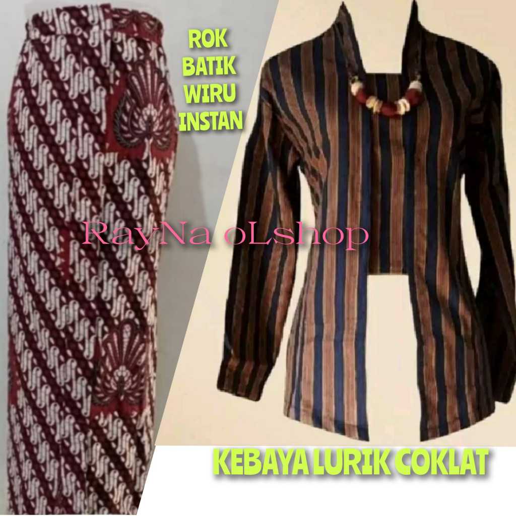 SETELAN BAJU KEBAYA LURIK + ROK WIRU INSTAN, PAKAIAN TENUN MODERN KLASIK KHAS TRADISIONAL JAWA SOLO 