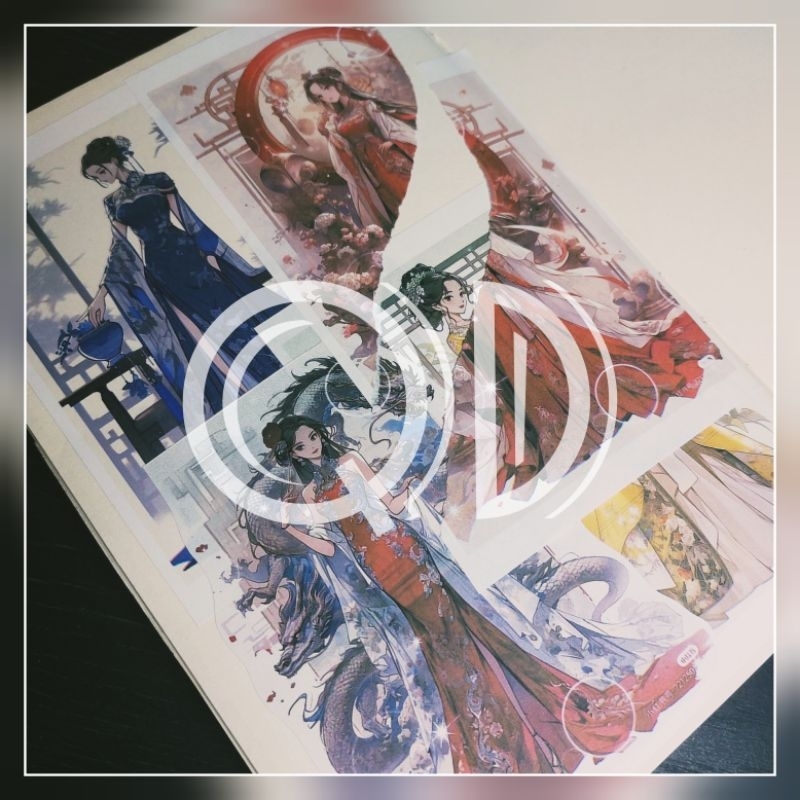 

isi 4 lembar stiker kertas hanfu cantik sticker doff ukuran A6 murah