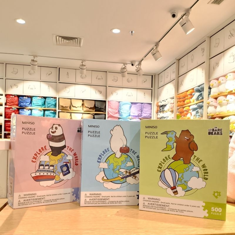 Official BALI MINISO Puzzle We Bare Bears 300pcs / 500pcs / 1000pcs Outer Space Blind Box Puzzle