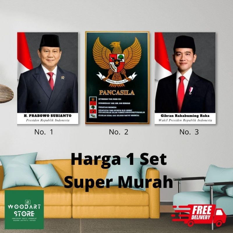 (BISA COD) HIASAN DINDING FOTO PRESIDEN / FOTO PANCASILA / PAJANGAN DINDING FOTO PRESIDEN DAN PANCAS