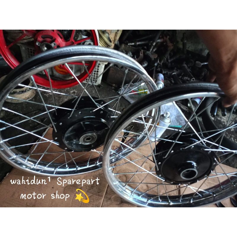velg jari-jari ¹set ring¹⁴ Yamaha alfa Vega R lama D/B teromol { Rakitan ✓