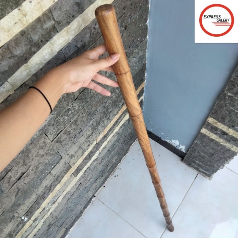 tongkat jalan kayu bidara motif bambu D65