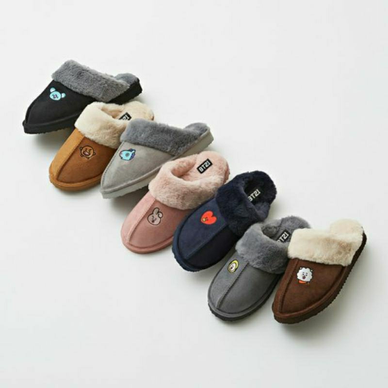 (PO) OFFICIAL BIG SALE BTS #BT21 Fur Indoor Slipper