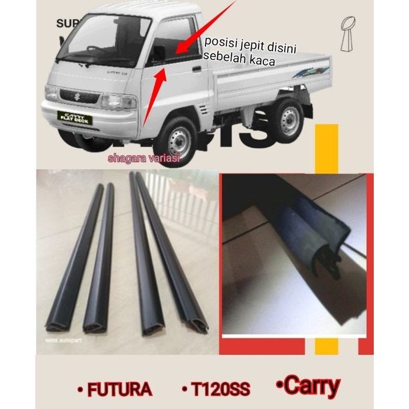 Karet Pelipit Kaca Luar Mobil Suzuki Futura & T120SS Carry | Karet Jepit Kaca Pintu Mobil Variasi Ku