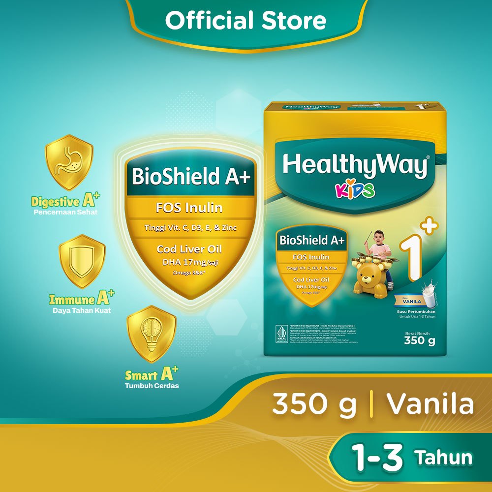 Original HEALTHYWAY KIDS 1+ VANILLA /350GR [Exp : 06.2025] Termurah