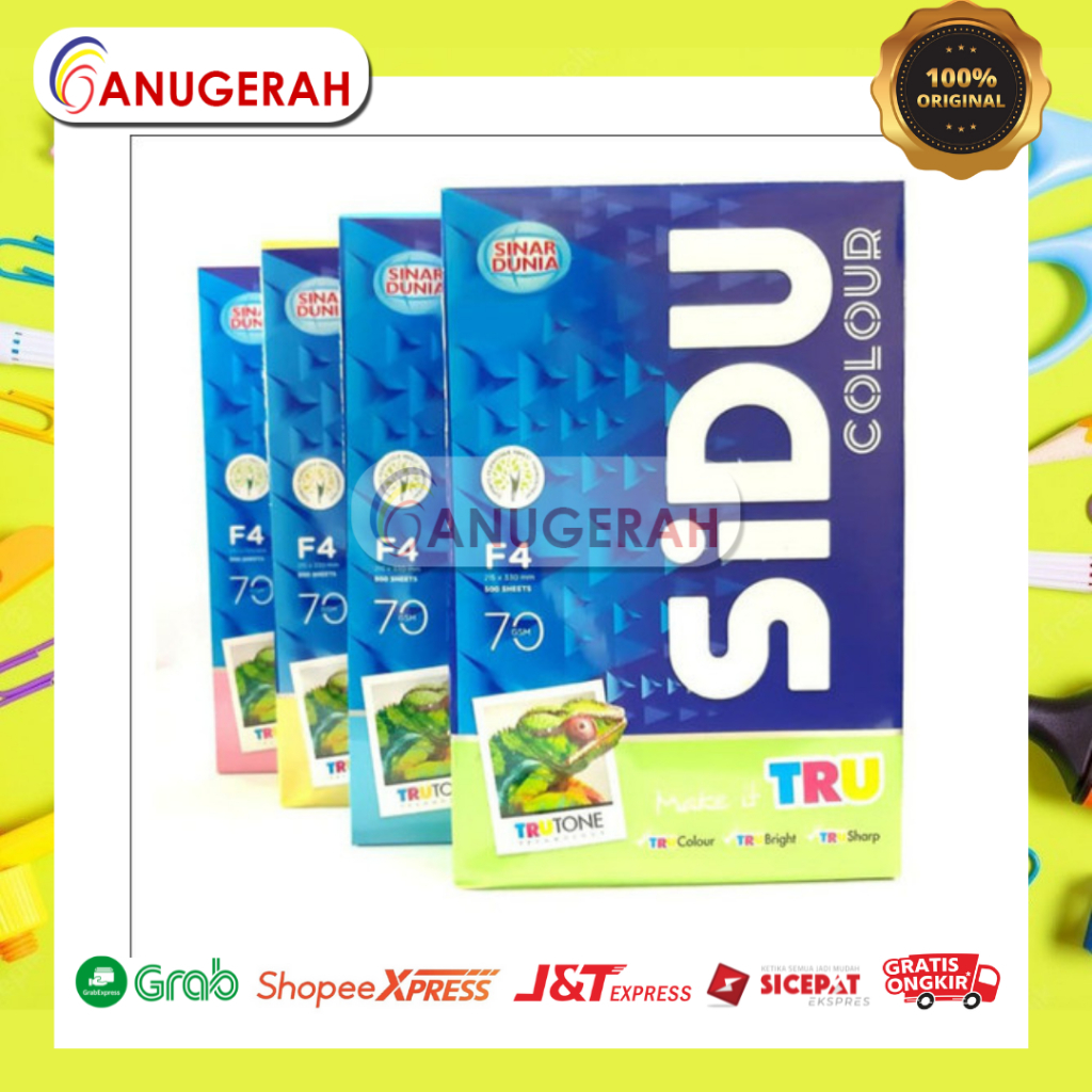

SIDU F4 70 GR HVS KERTAS PRINT / FOTOCOPY (WARNA)