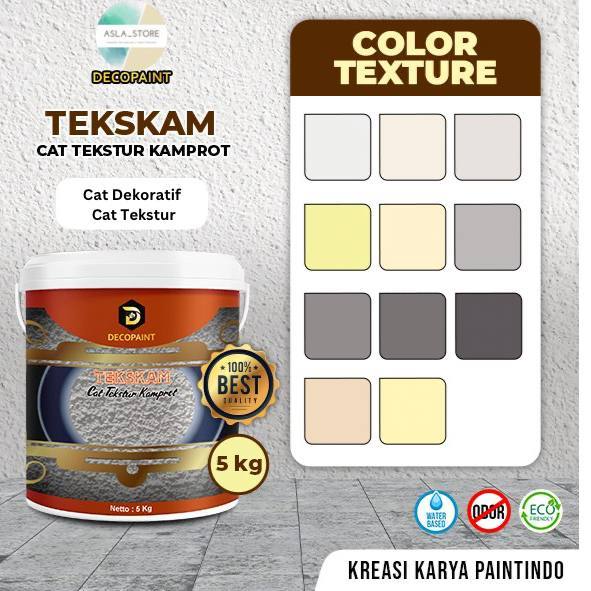 Tekskam Kamprot | Cat Tekstur Cat Tembok Dekoratif | Cat Tekstur Pasir 5Kg
