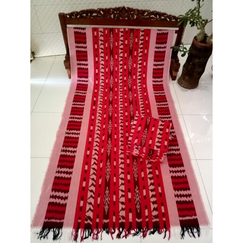 KAIN TENUN ETNIK NUSANTARA, KAIN TENUN BLANKET TRADISIONAL TROSO JEPARA TERBARU MERAH,KAIN TENUN MER
