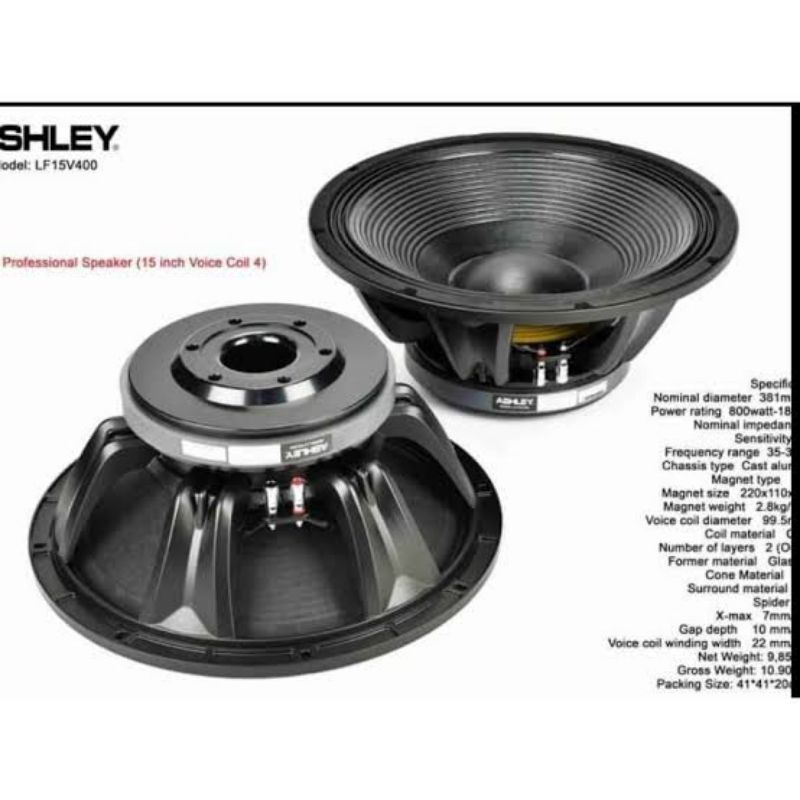 ASHLEY LF 15V400,. spul speaker ashley 15v400 coil 4 inch bahan fiber