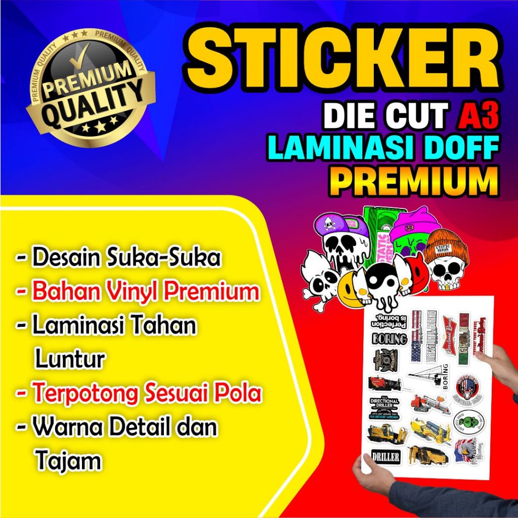 

CETAK STICKER PREMIUM DIECUT LAMINASI DOFF