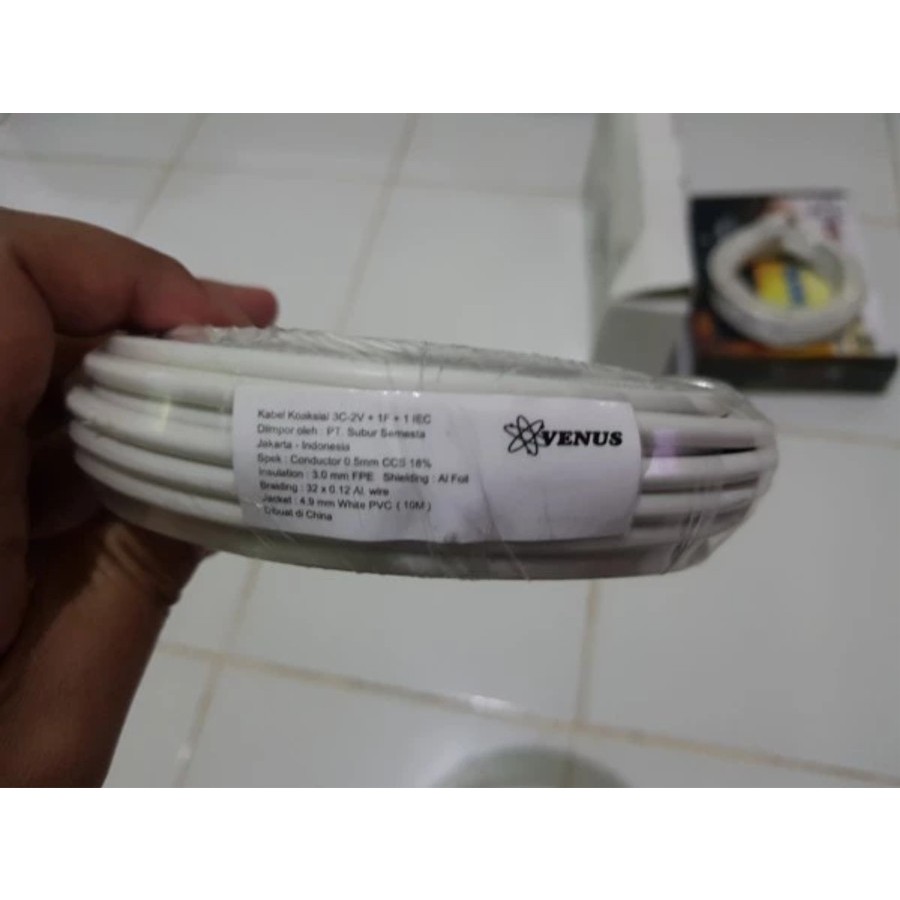 Kabel Antena TV Digital VENUS 10 meter + Konektor F + Jack TV Male - K