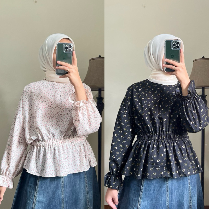 LUCY BLOUSE | atasan wanita motif bunga korea