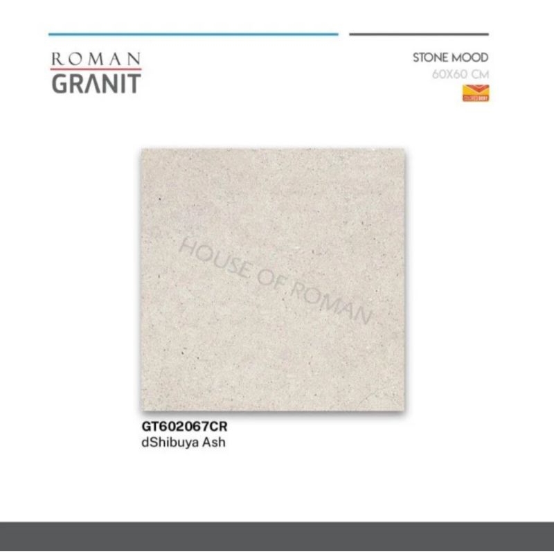 Roman Granit stone mood GT602067CR dShibuya Ash 60x60 / granit abu abu / lantai abu abu / roman gran