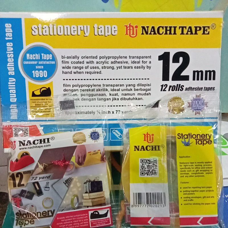 

nachi tape 12mm stationery tape 1/2 inchi x 72 yard / pcs