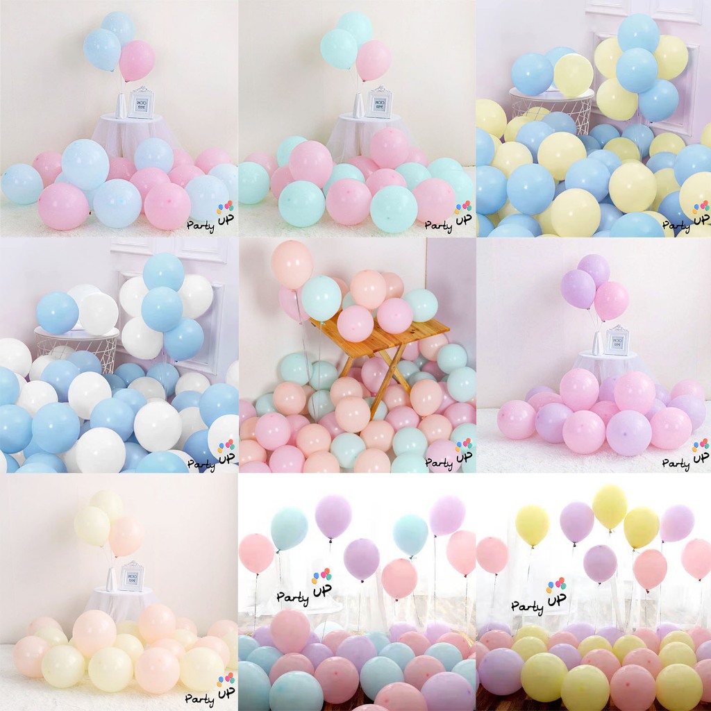 [Paket Latex] Balon Latex Pastel Mix Warna / Biru Ungu Pink / Pink Ungu Kuning isi 30pcs