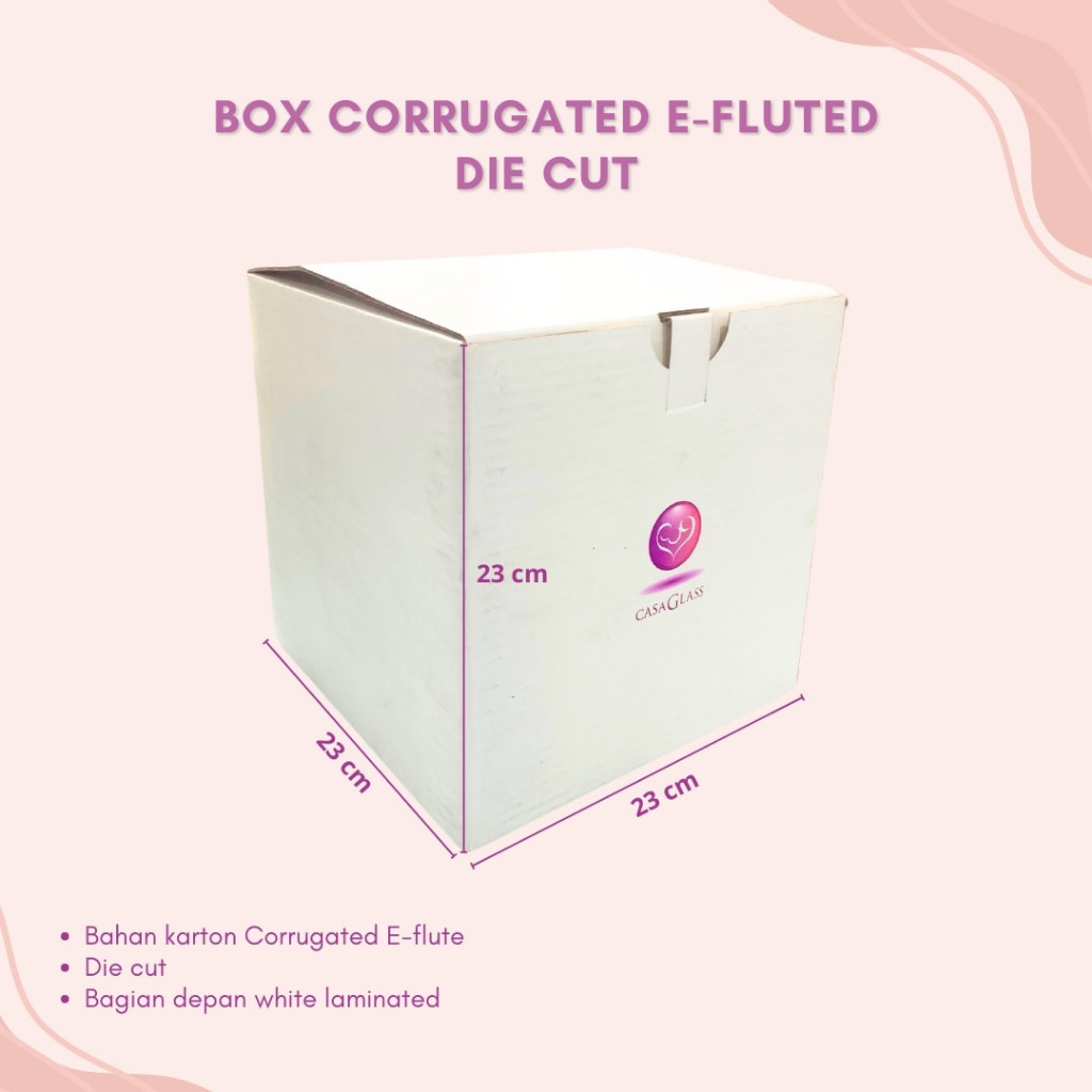 

KARDUS MURAH - Box Karton Putih Corrugated Eflute Diecut Laminasi - Box White Carbon Box