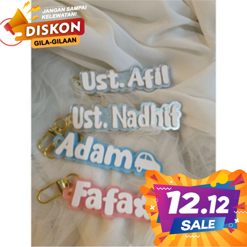 GANCI AKRILIK CUSTOM NAMA (TULISAN TIMBUL)