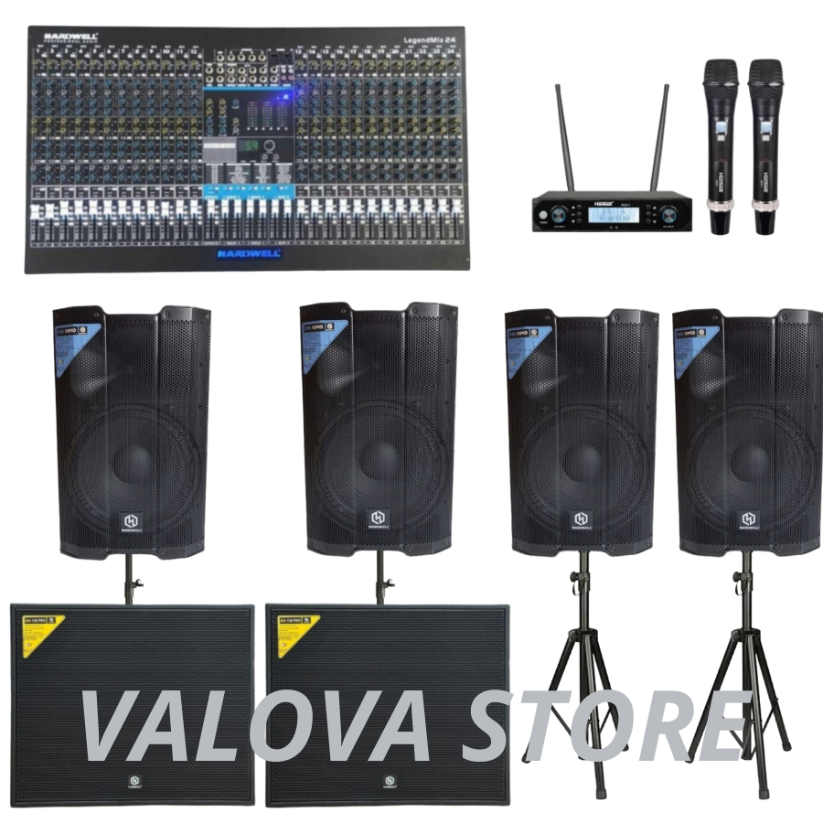Paket 27 soundsystem HARDWELL DSR 15 PRO + Legendmix 24 + IRX118 PRO