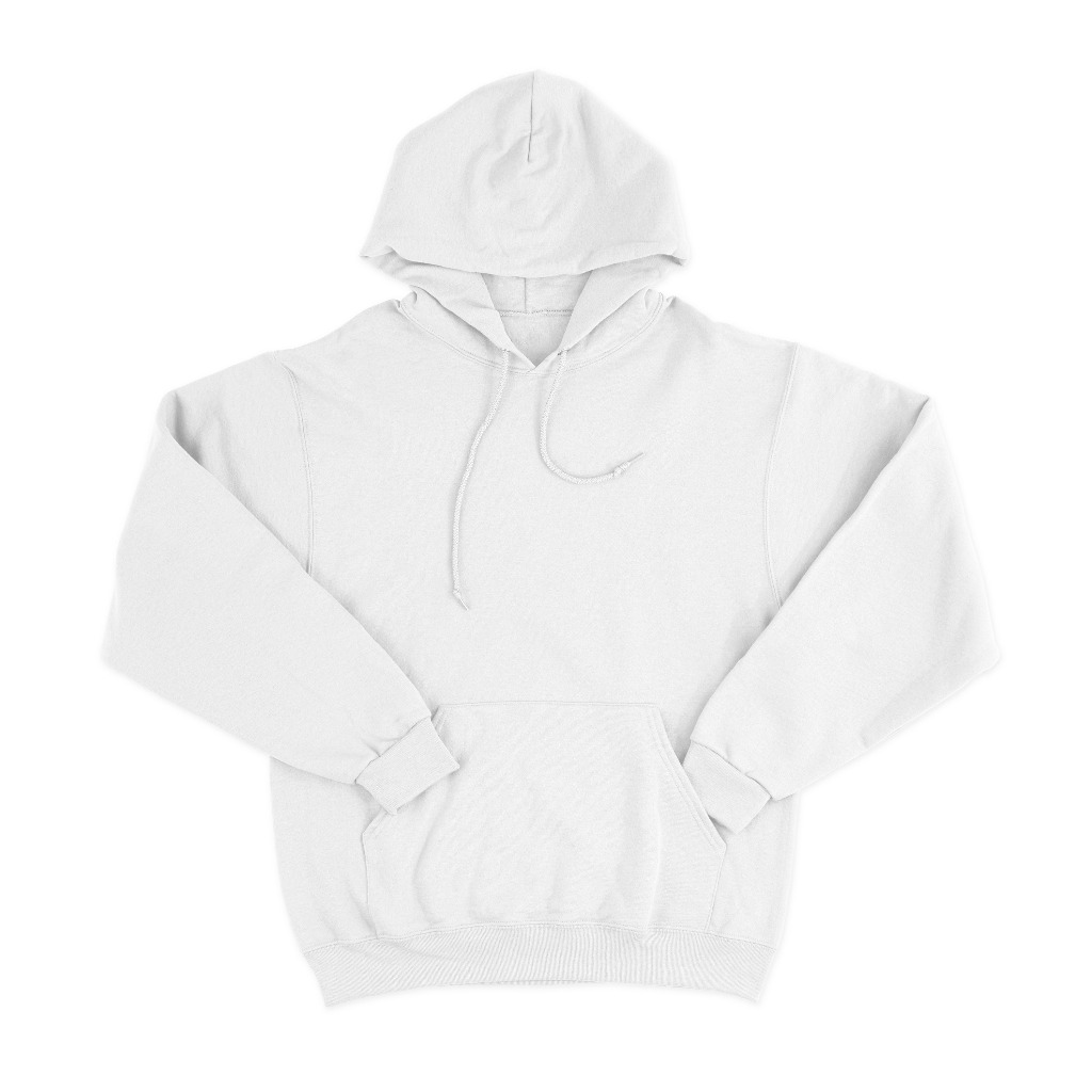 Hoodie Sweater Polos Putih White Premium Dewasa Boxy Jaket Kupluk Fleece Gramasi 280 PE Pria Wanita 