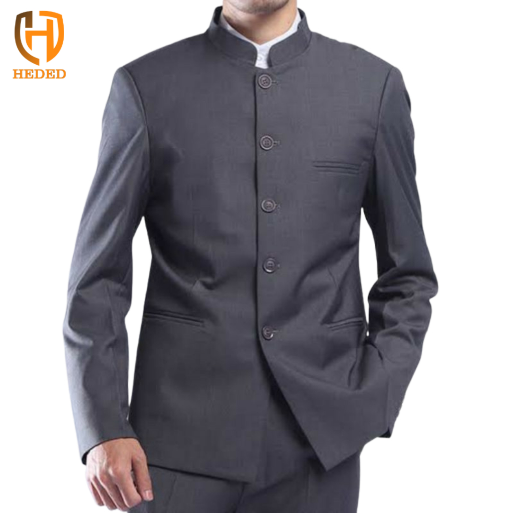 FUNNY Jas Koko Pria Mandarin Slimfit Lengan Panjang