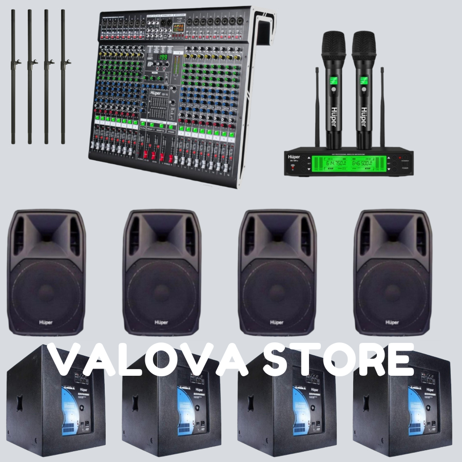Paket 12 soundsystem outdoor Huper AK15A + Sub SRP118SE + Huper QX16