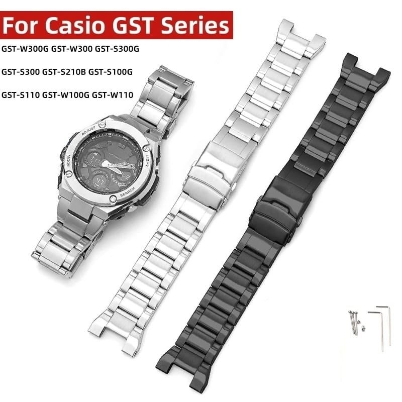 Strap Rantai Jam Tangan G-Shock GST-100 GST-300 GST-400 Bracelet Stainless Steel