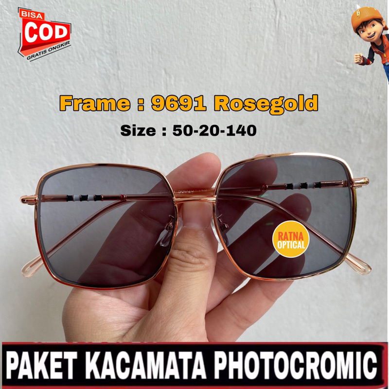 Kacamata Kotak Besi Wanita RO9691,Kacamata Lensa Photocromic Khusus Normal Terlaris