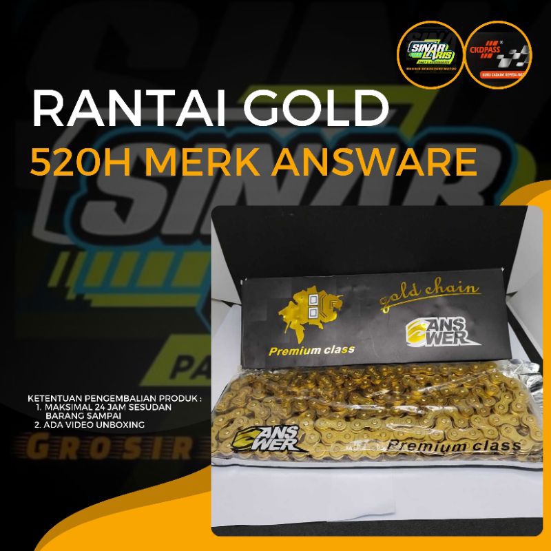 RANTAI/RANTE RODA RANTAI MOTOR ANSWER GOLD PREMIUM QUALITY 520H 130L, 520H 150L