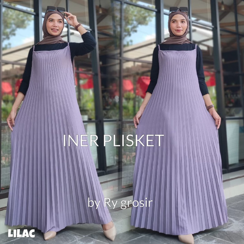 Iner Plisket Premium Dres Tanpa Lengan kekinian