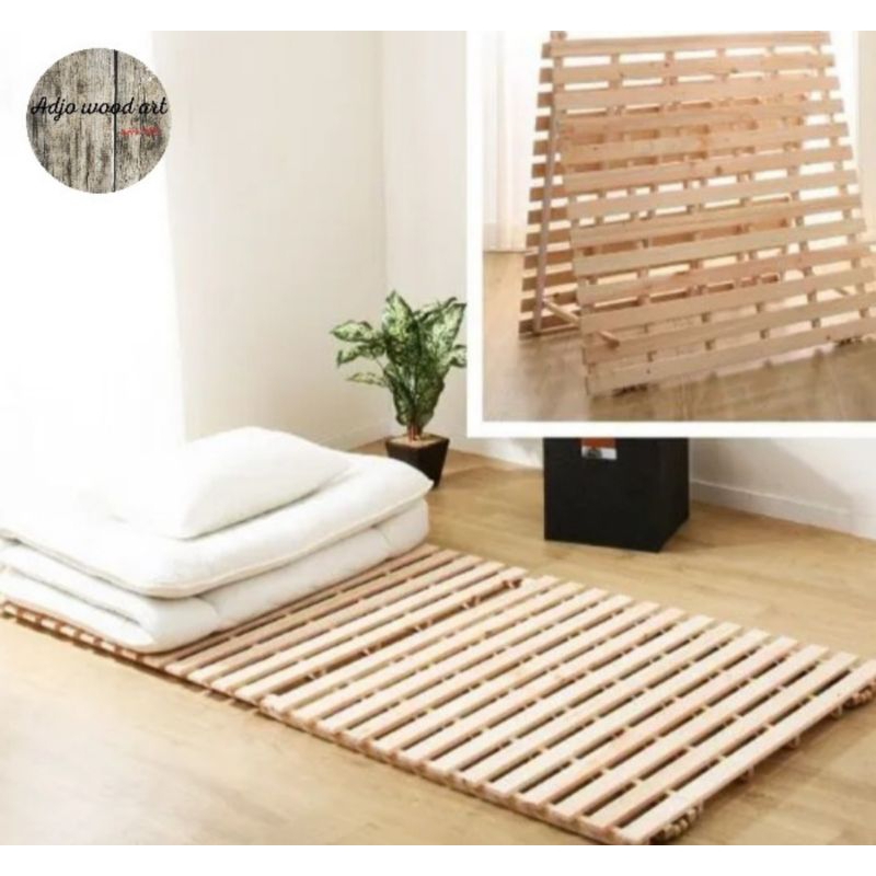 Dipan kayu pallet tatami bed alas kasur springbed bisa dilipat 100 x 200 cm