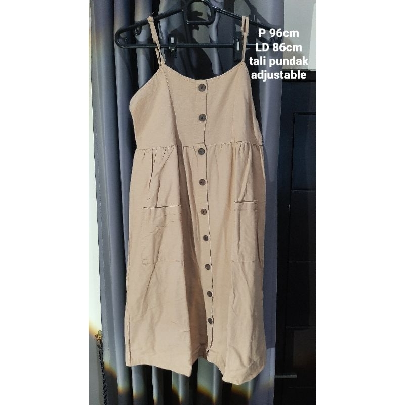 Preloved OL button dress coklat