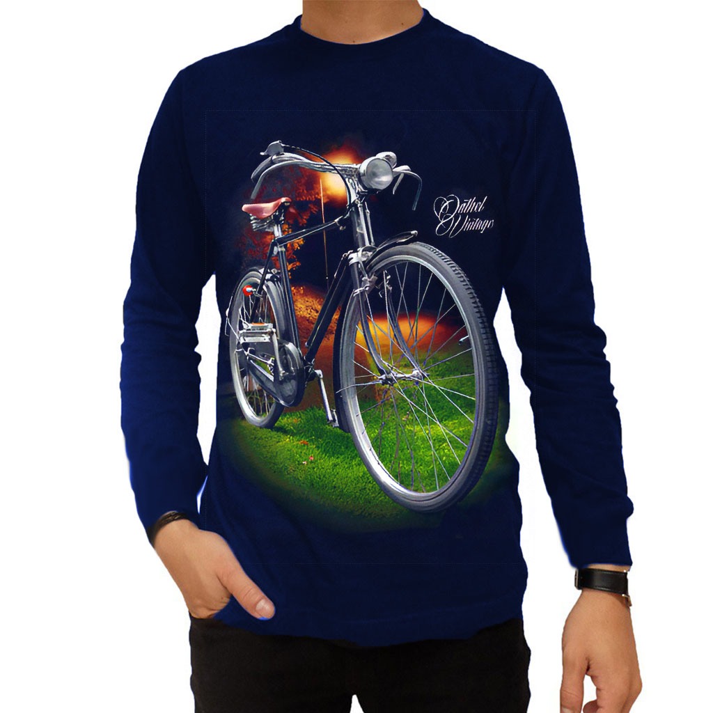 Kaos Lengan Panjang Dewasa Pria Distro Sepeda Onthel Baju Keren Dewasa Terbaru Original Jumbo