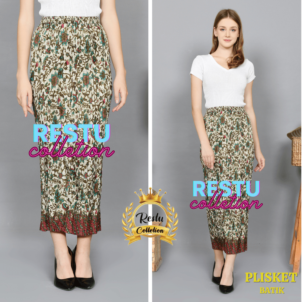 Rok Plisket Batik / Rok Plisket / Bawahan Kebaya / Rok Kebaya / Rok Wisuda / Tanjung Hijau