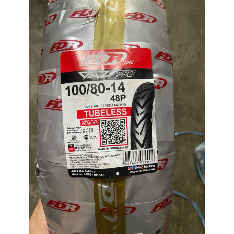 Ban luar matic 100/80-14 Kenzi (Tubles) Merk FDR