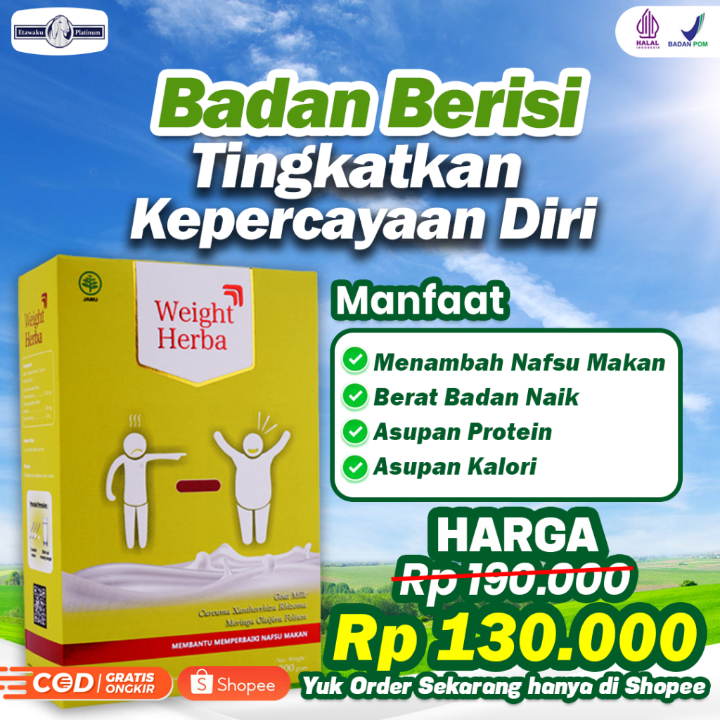 

Weight Herba Pelancar Saluran Pencernaan / Penambah Protein Dalam Tubuh & Nafsu Makan Bertambah