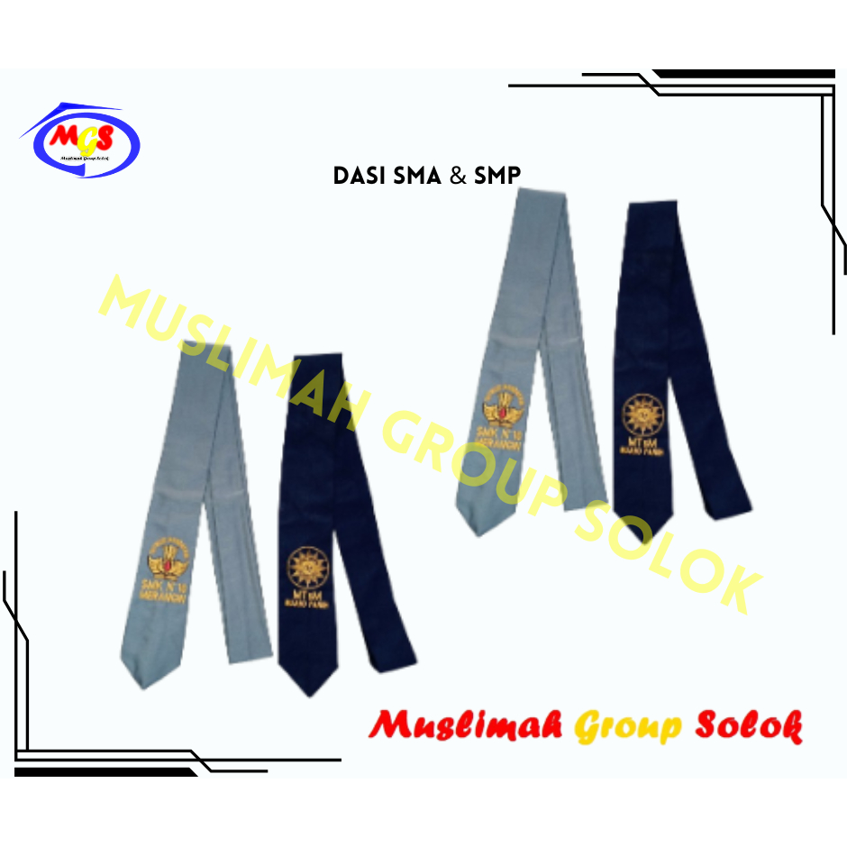 Dasi Sekolah SMP SMA Bordir Custom Nama Sekolah