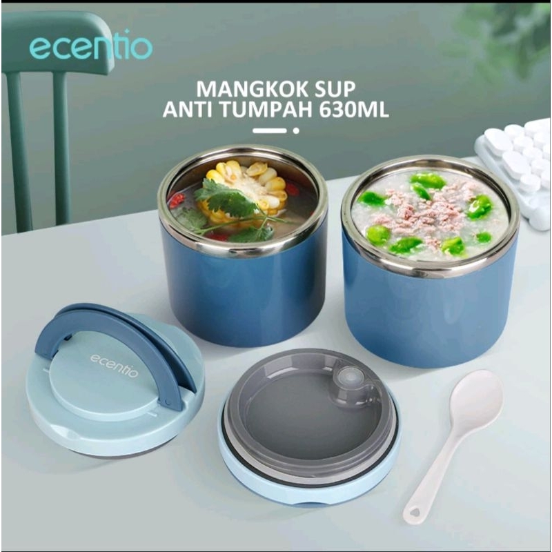 Ecentio Cangkir Sup Mangkuk Sup  630 ml tahan panas /  tempat sup tahan panas stainless steel