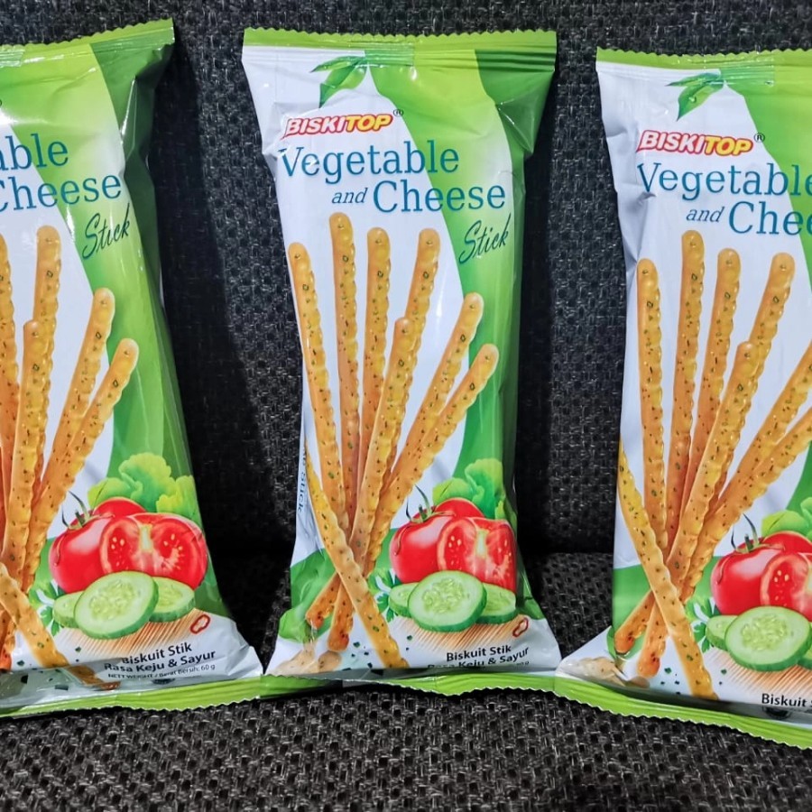 

Biskitop Vegetable & Cheese 60gr/ paket 20 x 60gr Cheese stick /Snack ulang tahun.