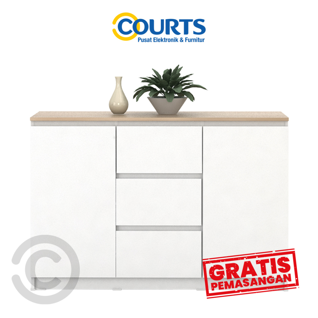PIRA HOME KABINET- BUFFET WHITE SM - PRO OAK- LINUS SB120
