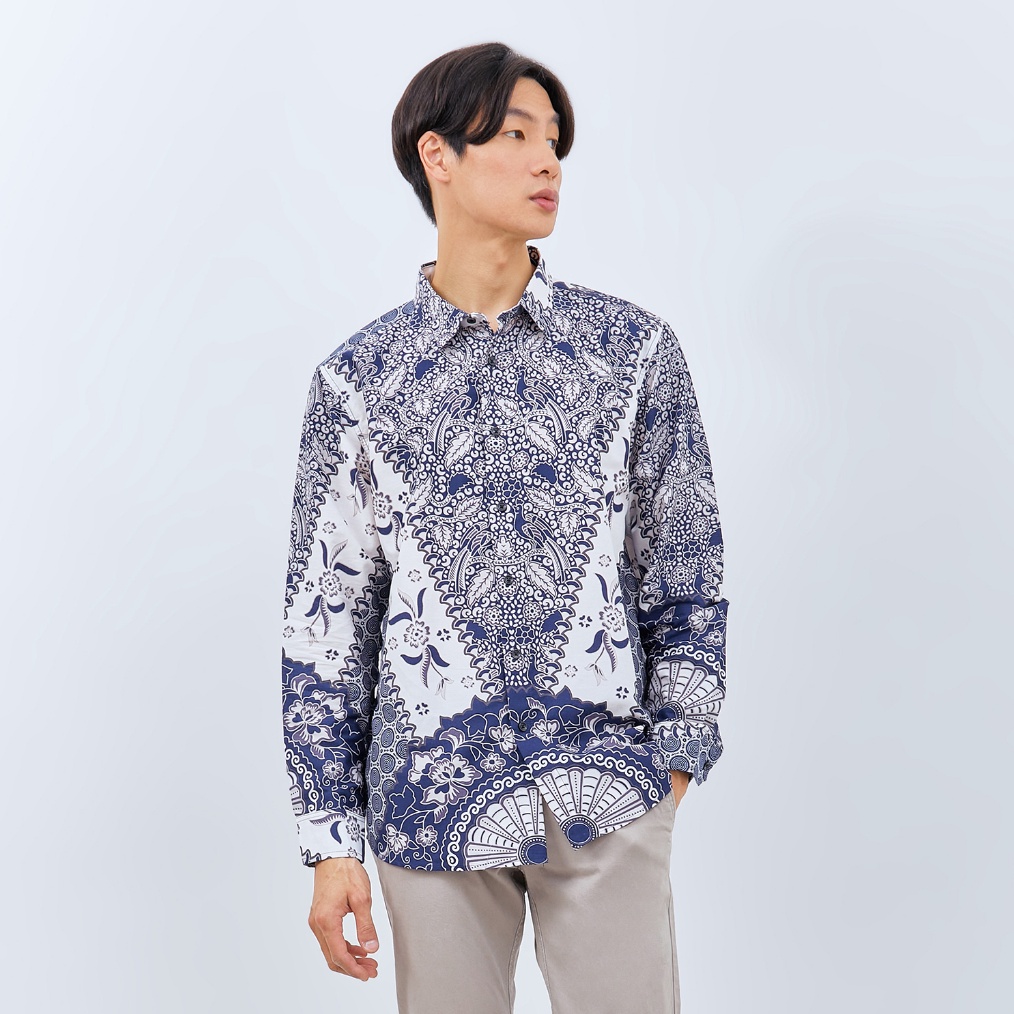 Mall M231 Kemeja Pria Batik Panjang Biru 37B