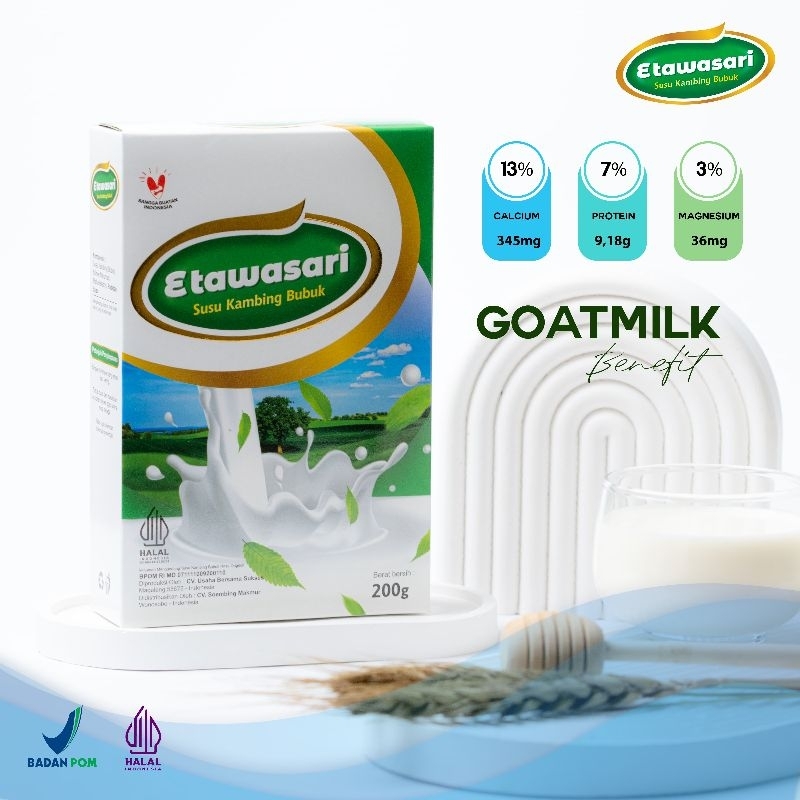 

Susu kambing Etawa Bubuk ETAWASARI- Susu kambing Etawa Premium/solusi mengatasi permasalahan sendi dan tulang