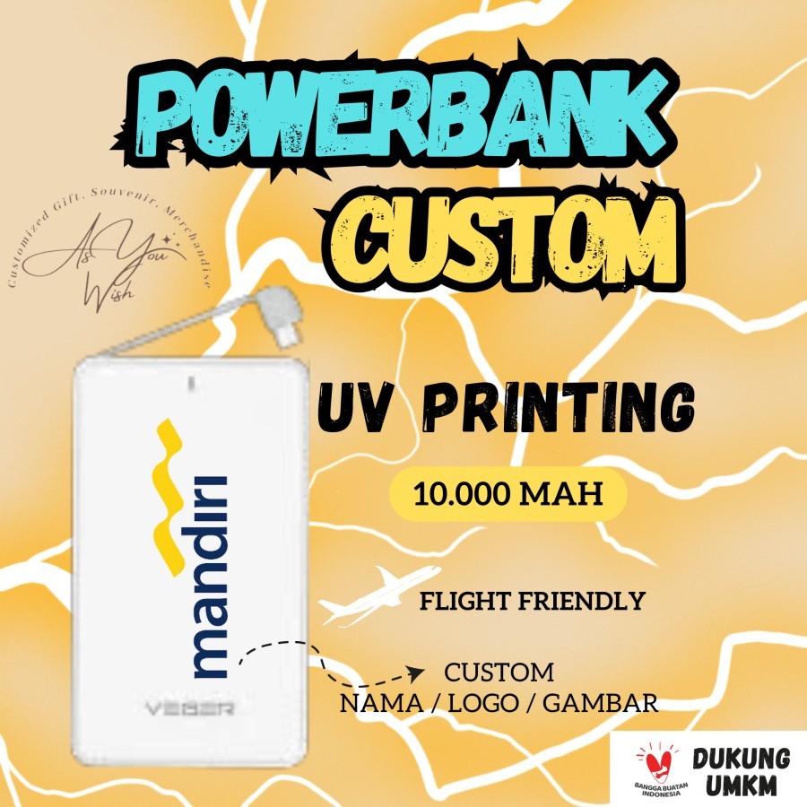 Powebank 10.000 mAh Custom UV PRINT / Powerbank Souvenir