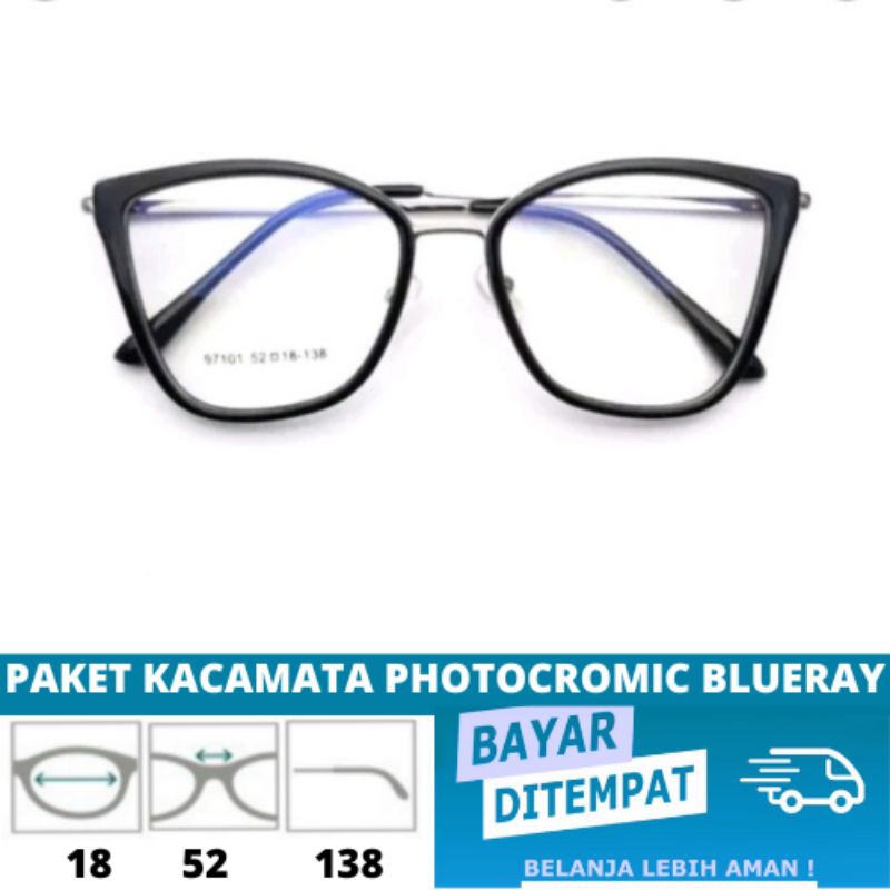 Kacamata Premium 97101 Lensa phocromic blueray bluecromic