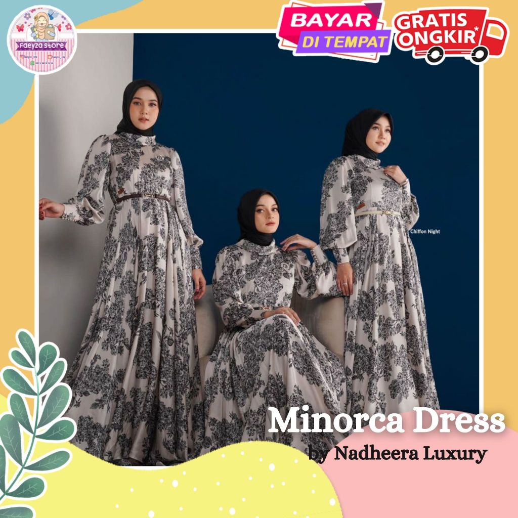 Minorca Dress ORI by Nadheera Luxury Gamis Terbaru Silk Premium Jumbo XXL - XXXL Dress Kondangan Baj