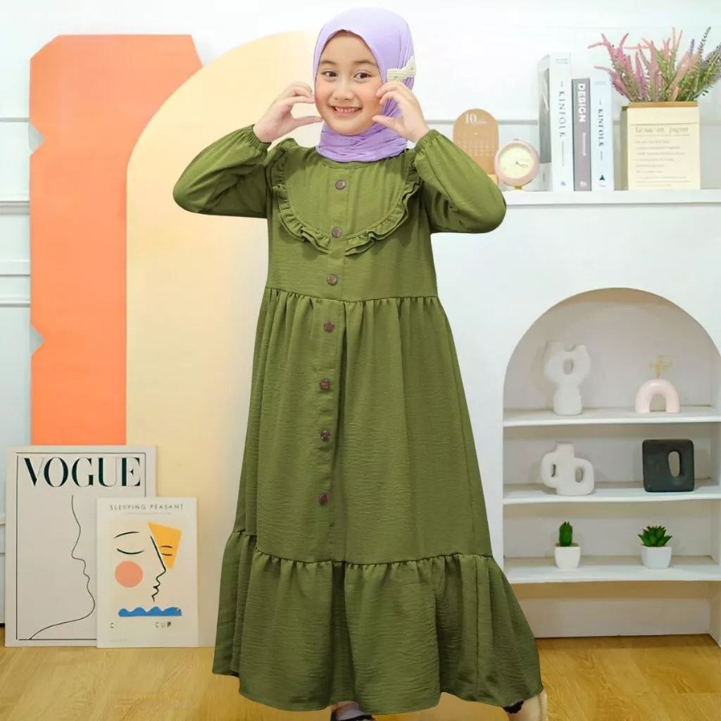 Gamis Putih Anak Perempuan Bahan Crinkle Airflow Gamis Hitam Crinkle Dress Putih Anak Syakira Kids B